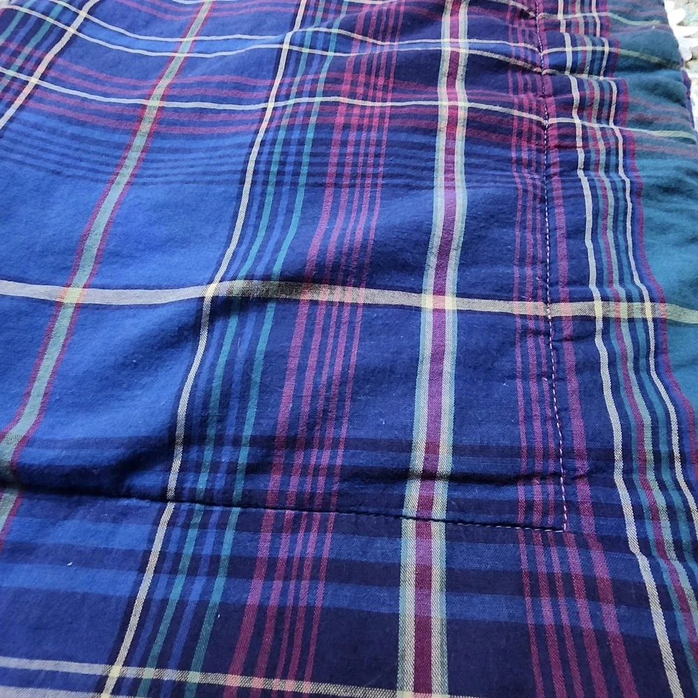 JCPenney Home Collection Plaid Pillow Shams Set of 2 Blue Teal Cotton Standard